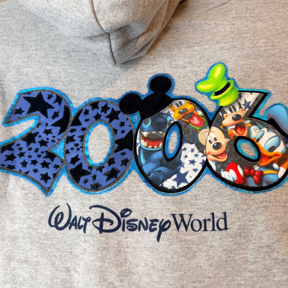 Disney World 2006 Zip Up Hoodie XL Gray Mickey Stitch Goofy Vintage Graphic - Picture 11 of 16